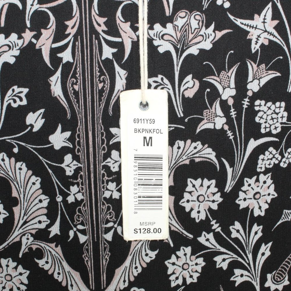 NEW Max Studio Black 100% Polyester Floral Cold Shoulder Sleeves Dress Size M - Picture 5 of 11